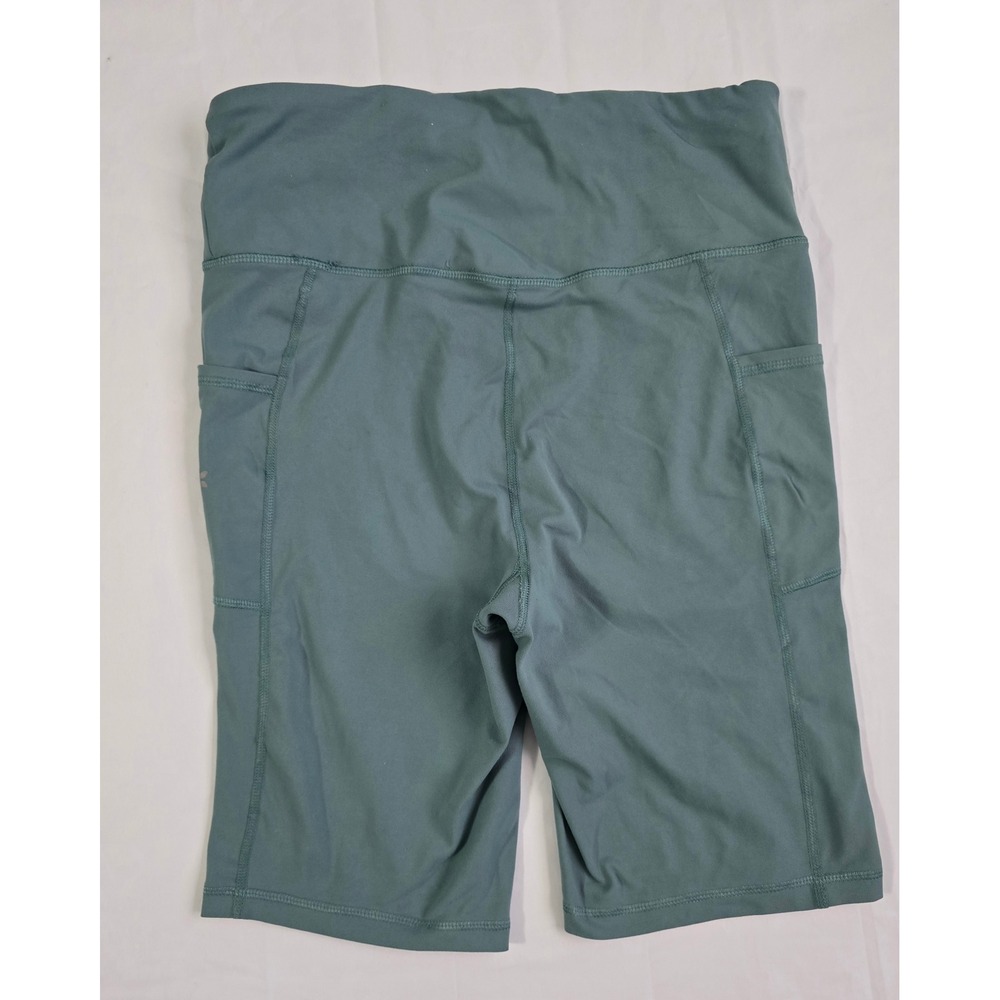 Nine West Active Womens Sage Green High Waisted Biker Shorts Side Pockets Large - Picture 8 of 13